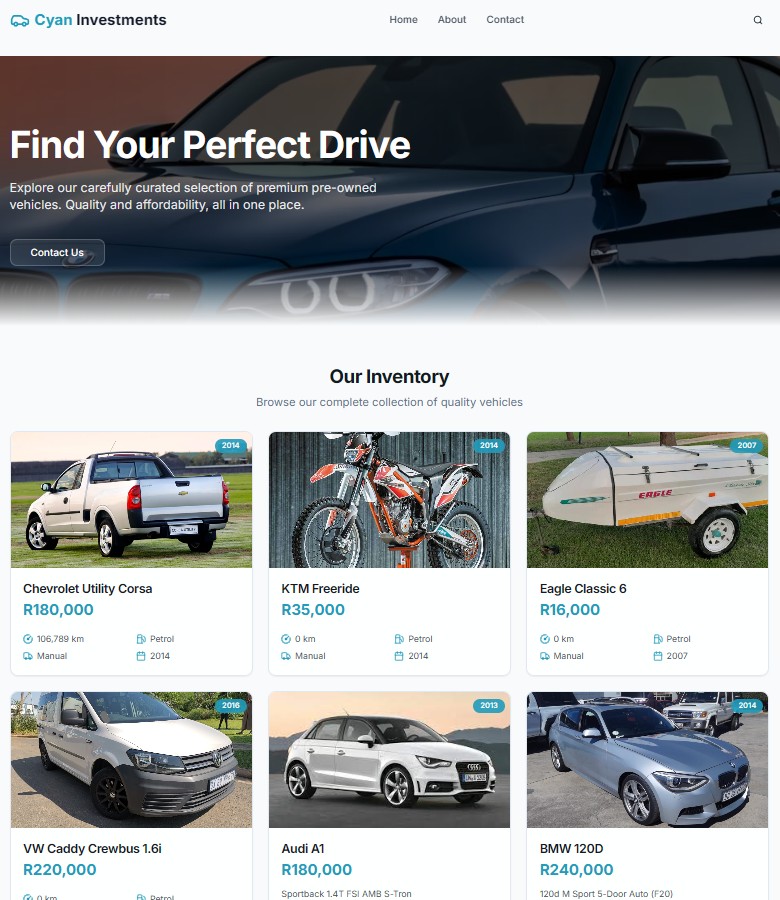 Car Sales site/system interface screenshot