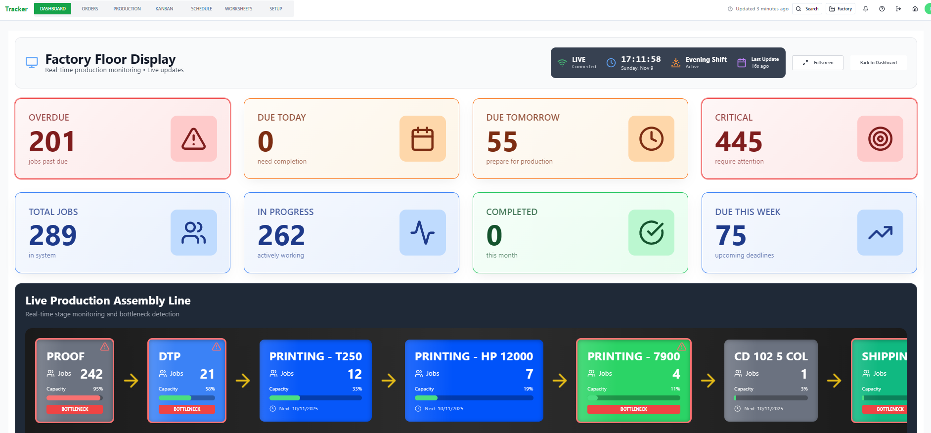 PrintStream — Intelligent Production Scheduling System interface screenshot